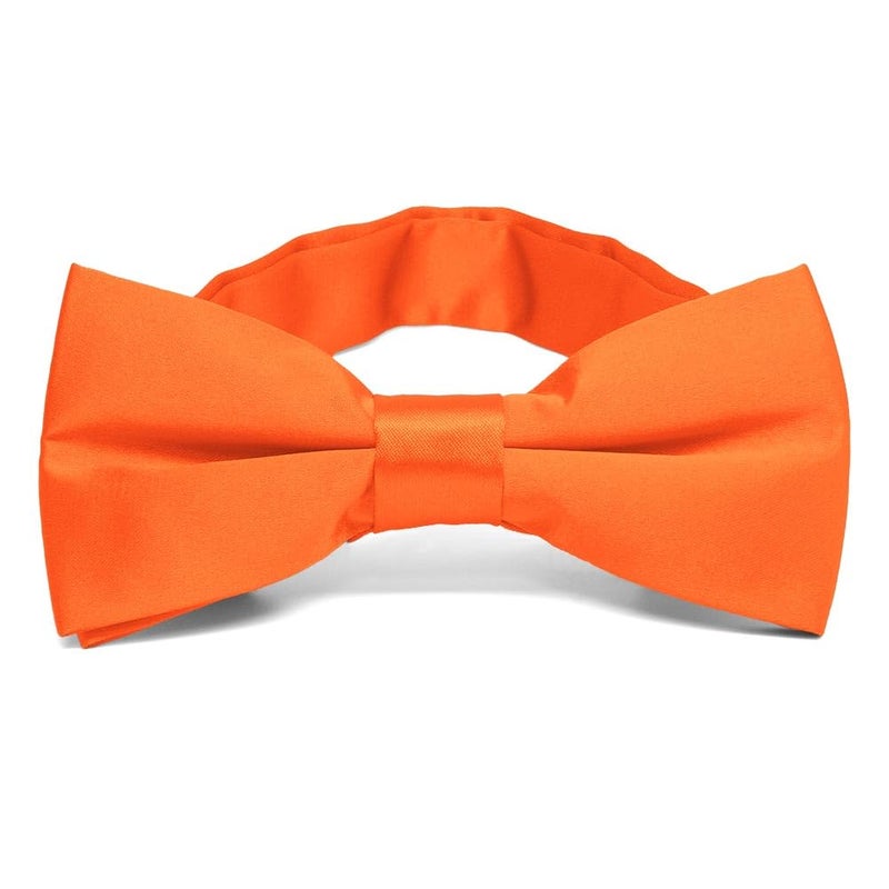 tiemart Pre-Tied Adjustable Band Collar Bow Tie (Neon Orange) - Image 1